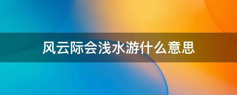风云际会浅水游什么意思