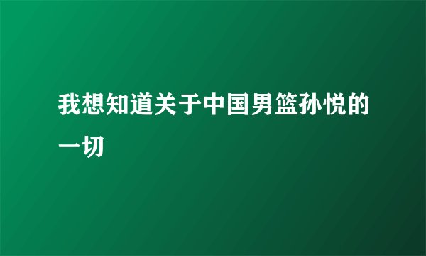 我想知道关于中国男篮孙悦的一切