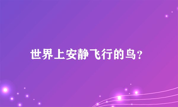 世界上安静飞行的鸟？