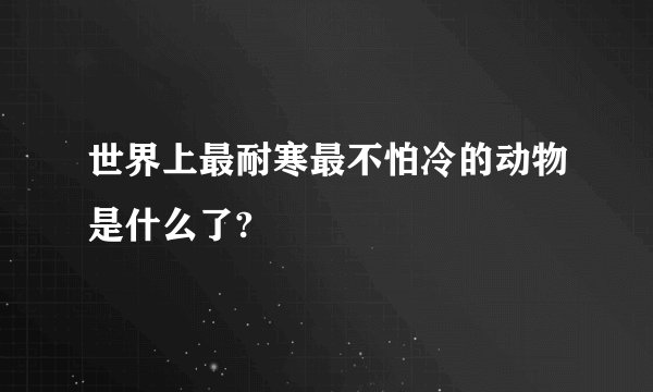 世界上最耐寒最不怕冷的动物是什么了?