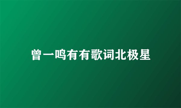 曾一鸣有有歌词北极星