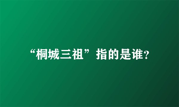“桐城三祖”指的是谁？