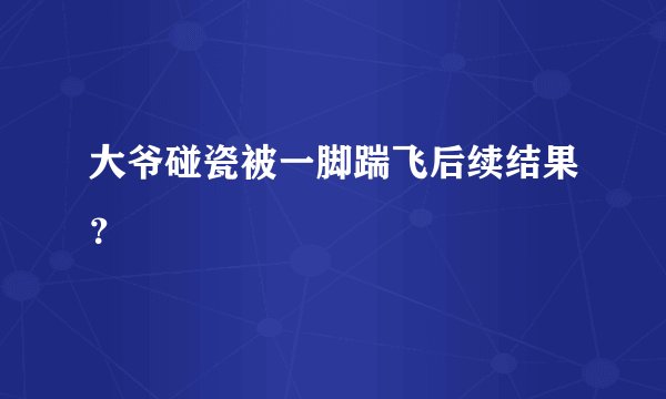 大爷碰瓷被一脚踹飞后续结果？