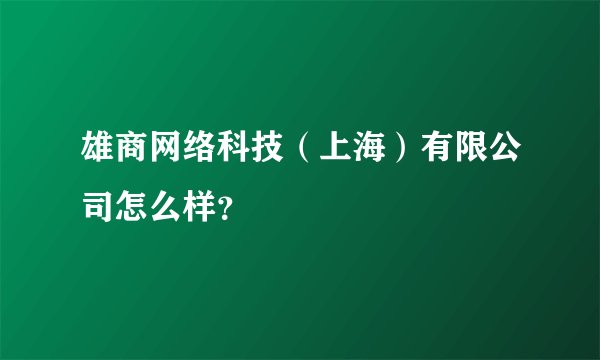 雄商网络科技(上海)有限公司怎么样?