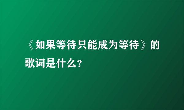 《如果等待只能成为等待》的歌词是什么?