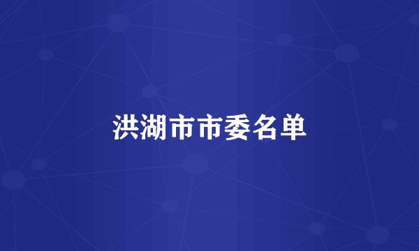 洪湖市市委名单