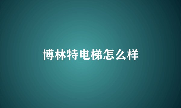 博林特电梯怎么样