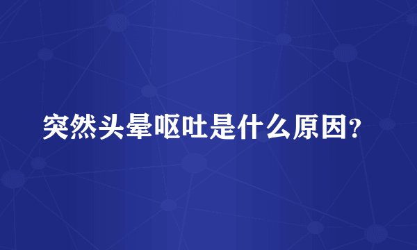 突然头晕呕吐是什么原因？