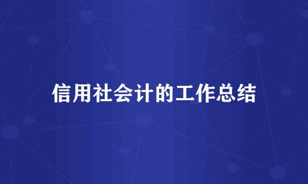 信用社会计的工作总结