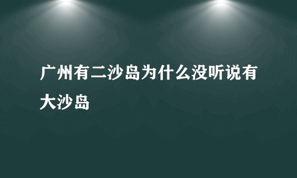 广州有二沙岛为什么没听说有大沙岛