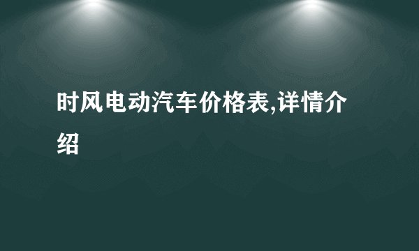 时风电动汽车价格表,详情介绍