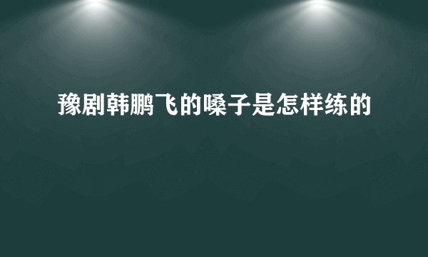 豫剧韩鹏飞的嗓子是怎样练的