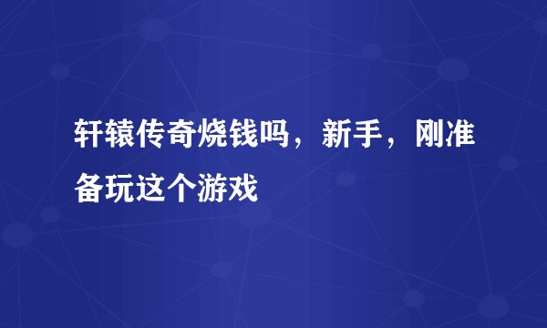 轩辕传奇烧钱吗，新手，刚准备玩这个游戏
