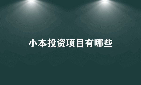 小本投资项目有哪些