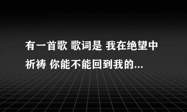 有一首歌 歌词是 我在绝望中祈祷 你能不能回到我的身边 还有 一句是就算等来的是一句谎言