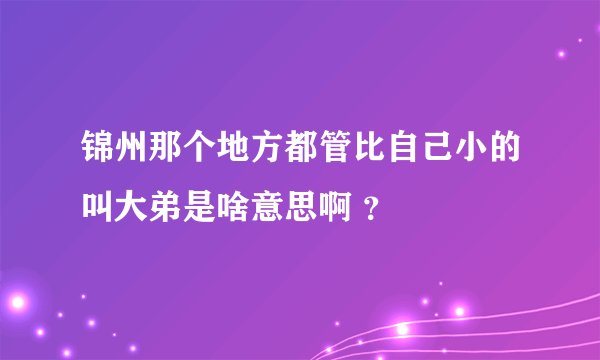 锦州那个地方都管比自己小的叫大弟是啥意思啊 ？