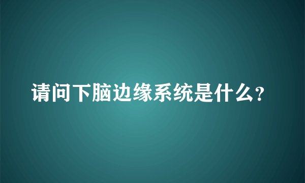 请问下脑边缘系统是什么？