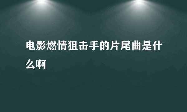 电影燃情狙击手的片尾曲是什么啊