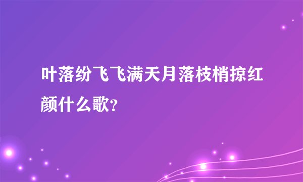 叶落纷飞飞满天月落枝梢掠红颜什么歌？