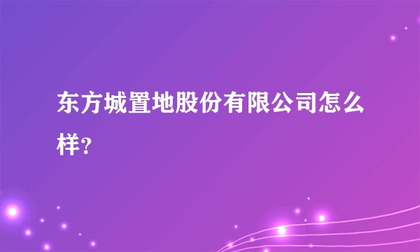东方城置地股份有限公司怎么样?