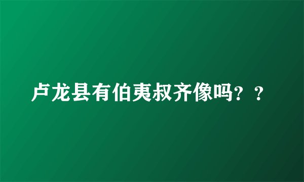 卢龙县有伯夷叔齐像吗？？