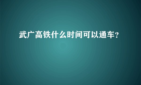武广高铁什么时间可以通车？