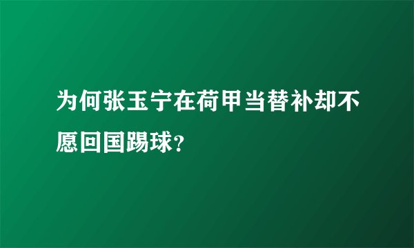 为何张玉宁在荷甲当替补却不愿回国踢球？