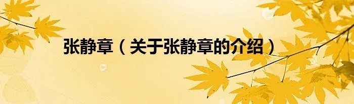 张静章（关于张静章的介绍）