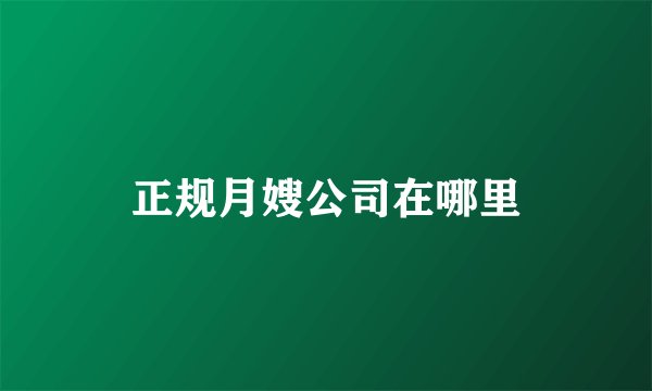 正规月嫂公司在哪里
