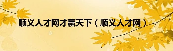 顺义人才网才赢天下（顺义人才网）