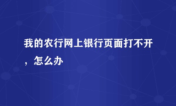 我的农行网上银行页面打不开,怎么办