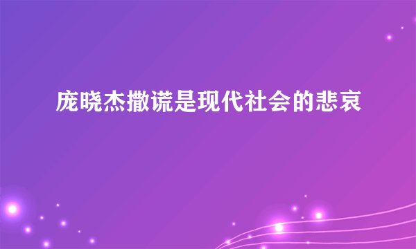 庞晓杰撒谎是现代社会的悲哀