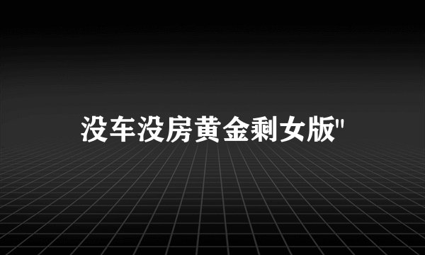 没车没房黄金剩女版
