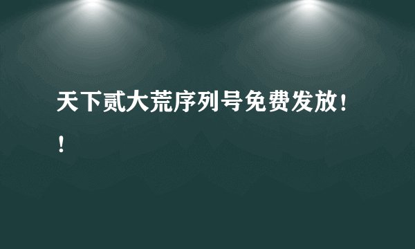 天下贰大荒序列号免费发放！！