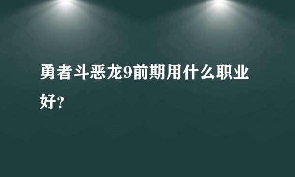 勇者斗恶龙9前期用什么职业好？