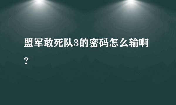 盟军敢死队3的密码怎么输啊？
