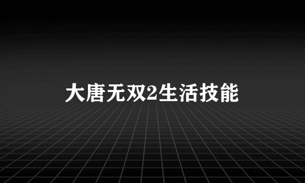 大唐无双2生活技能