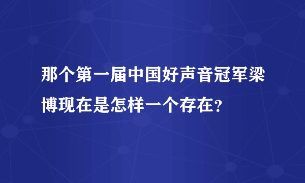 那个第一届中国好声音冠军梁博现在是怎样一个存在？