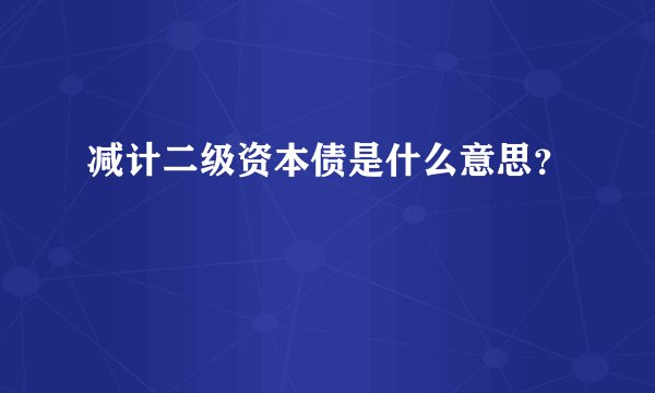 减计二级资本债是什么意思？