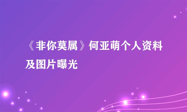 《非你莫属》何亚萌个人资料及图片曝光