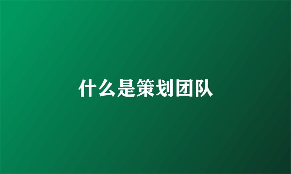 什么是策划团队