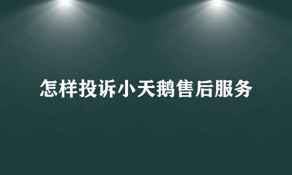 怎样投诉小天鹅售后服务