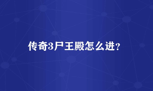 传奇3尸王殿怎么进？