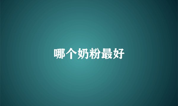 哪个奶粉最好