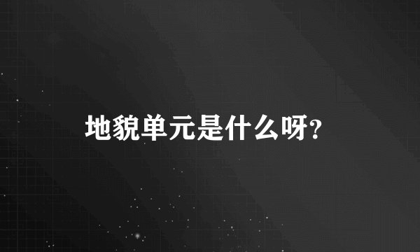 地貌单元是什么呀？