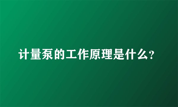 计量泵的工作原理是什么？