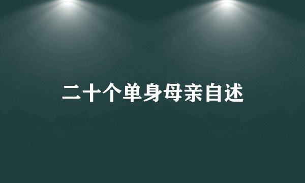二十个单身母亲自述
