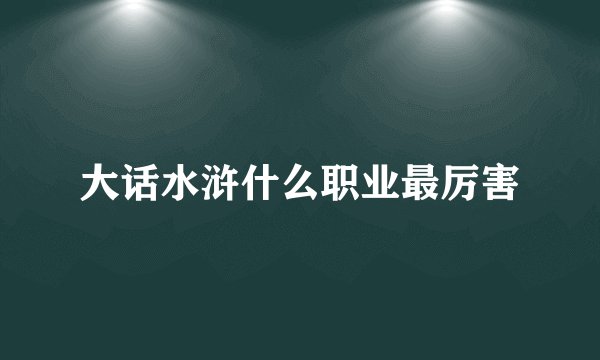 大话水浒什么职业最厉害