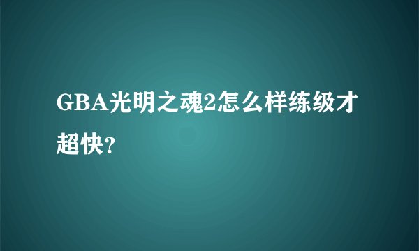 GBA光明之魂2怎么样练级才超快?