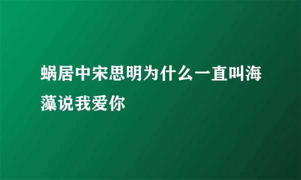 蜗居中宋思明为什么一直叫海藻说我爱你